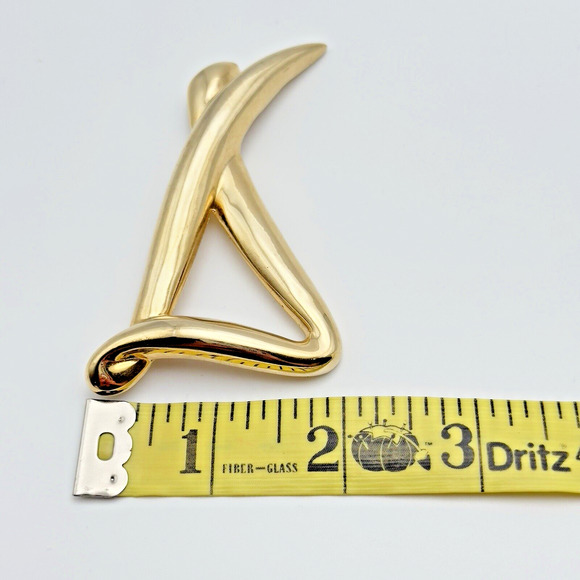 Large Vintage Gold Tone Modernist Abstract Statement Brooch Bold 1980s 3.25" - Picture 4 of 5